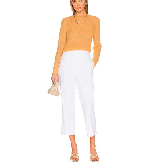 Vince High Waist Taper Crop Pant White Size XS Lined Relaxed Leg Elastic Waist - Picture 2 of 11